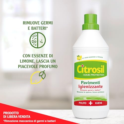 Citrosil Home Protection - Detergente Liquido Pulisci Pavimenti Igienizzante con Vere Essenze di Limone, 900 ml x 4 Pezzi