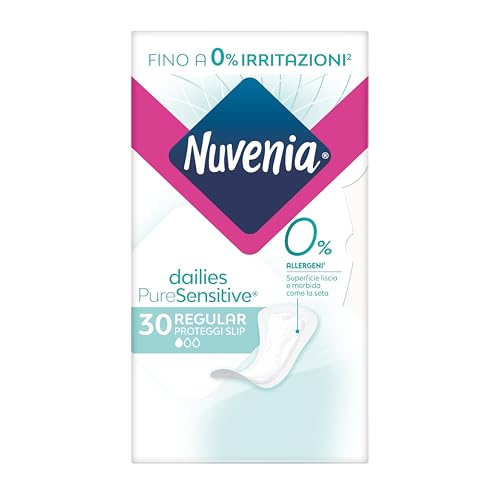 Nuvenia, Proteggi Slip Regular Pure Sensitive, Superficie Delicata per Pelli Sensibili, Confezione da 30 Salva Slip