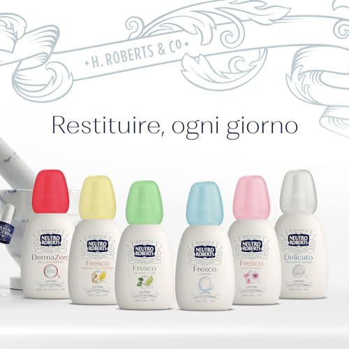 Neutro Roberts, Deodorante Dermazero, Ipoallergenico, Nichel Tested, Zero Sali, Zero Alcol, Con Puro Olio di Glicerina, Deodorante Uomo e Donna, Dermatologicamente Testato