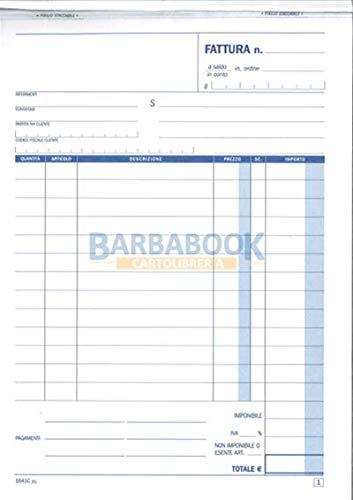 SET 5 PEZZI BLOCCO FATTURE A5 DU1641C0000 1 ALIQUOTA 2 COPIE