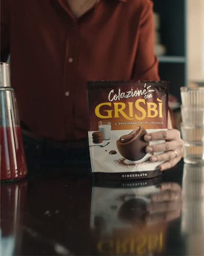 Grisbì Cioccolato - Biscotti di Croccante Pasta Frolla al Cacao, Ripieni di Morbida Crema al Cioccolato, Ideali per Colazione, Confezione da 20 Biscotti, 250 gr