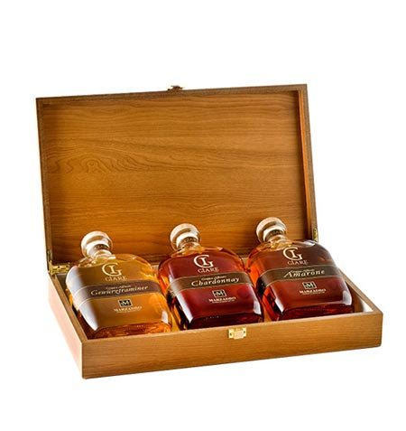Confezione regalo in Cassa di Legno "Collezione Le Giare " Distilleria Marzadro (3 x 0.20L)