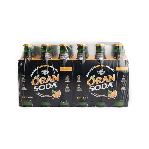 Oransoda Zero | Bevanda Gassata all'Arancia Senza Zuccheri, 4 Confezioni x 6 Bottiglie in Vetro da 20 cl