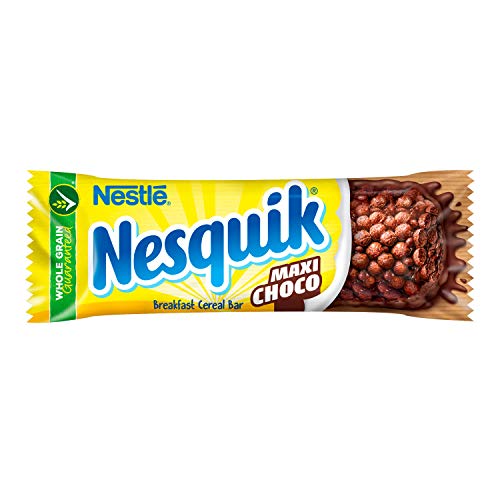 Nesquik Maxi Choco Barrette di Cereali al Cioccolato e al Latte, 16 Confezioni da 6 Pezzi