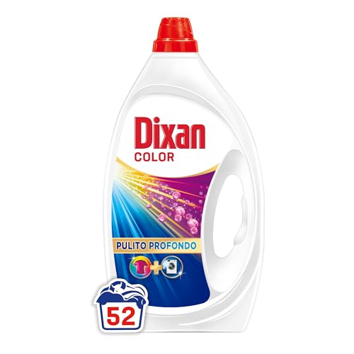 Dixan Liquido Color Detersivo Lavatrice (52 Lavaggi), Detersivo liquido lavatrice per colori vivaci, pulizia profonda del bucato e freschezza igienica per la lavatrice, Rimuove le macchie da 20°C