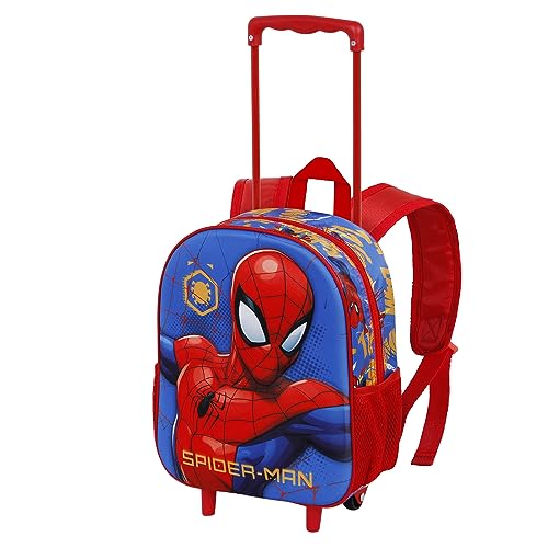 Marvel Spiderman Leader-Zaino 3D con Ruote Piccolo, Blu, 26 x 34 cm, Capacità 12.5 L