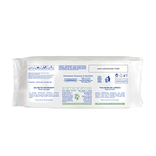 Mustela Salviette Detergenti, Avocado Naturale Perseose e Aloe Vera - 70 Pezzi