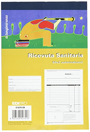 EDIPRO - E5275CN - Blocco ricevuta sanitaria 50x2 autoricalcante f.to 22x14,8