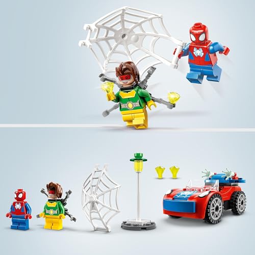 LEGO 10789 Marvel L’Auto di Spider-Man e Doc Ock, Giocattolo di Spidey e i Suoi Fantastici Amici, Giochi per Bambini dai 4 Anni con Mattoncini Fosforescenti