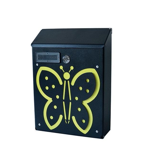 CG94-CASSETTA POSTALE DECORAZIONE 'FARFALLA'- cm 21 x 8 x H 30-In ferro battuto.