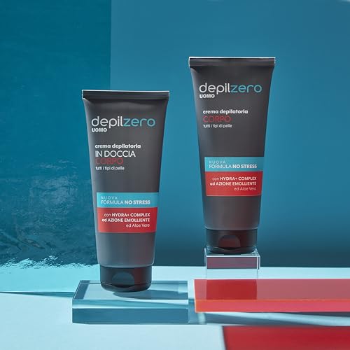 Depilzero - Crema Depilatoria Uomo Sotto La Doccia, Elimina il pelo lasciando la pelle liscia e morbida 200ml