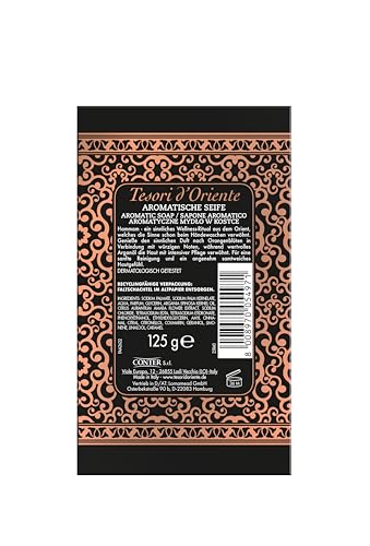Tesori d'Oriente Sapone solido "Hammam", 125 g, sapone aromatico per le mani con olio di argan e fiori d'arancio, sapone per il corpo per la pulizia delicata della pelle, rituale per corpo e sensi