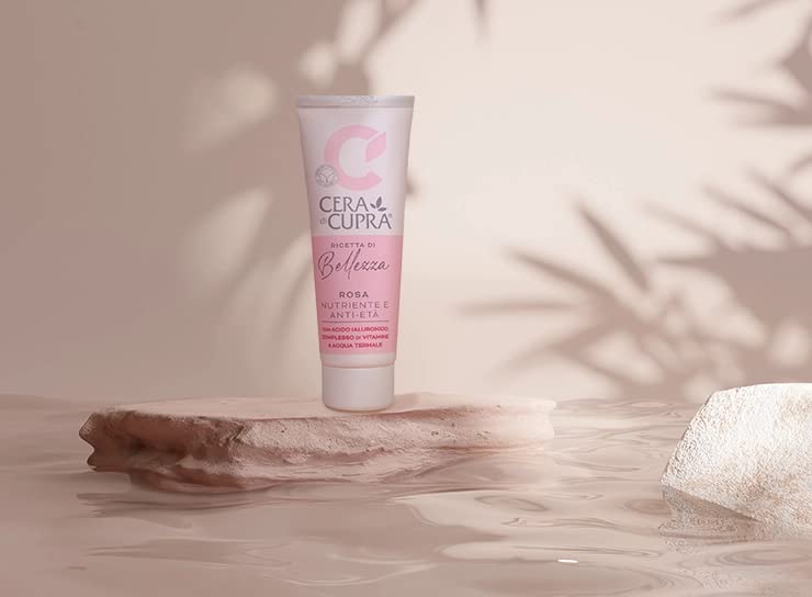 Cera di Cupra, Crema Rosa Nuova Formulazione, con Acido Ialuronico, Vitamine e Acqua Termale, Azione Idratante e Antietà, Made in Italy, Dermatologicamente Testata, Tubetto da 75 ml
