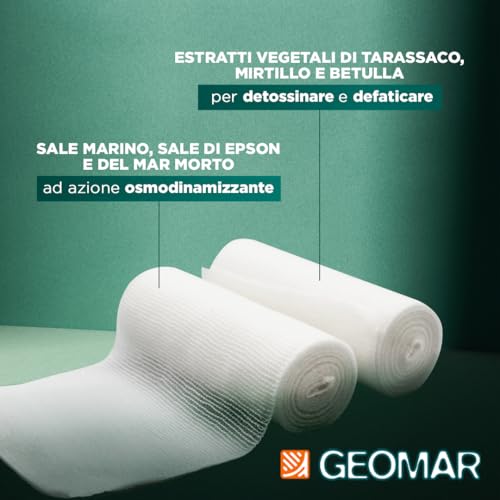 GEOMAR | Kit Bende Drenanti, Contro gli Inestetismi della Cellulite, 95% di Origine Naturale Con Tris Di Sali (Marino, Epsom, Mar Morto), Made in Italy, 140 ml x 3 Applicazioni