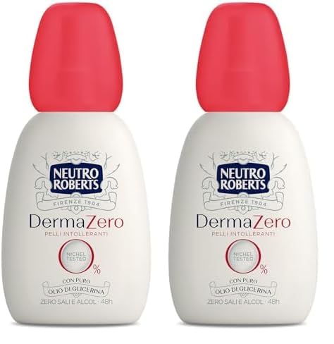 Neutro Roberts, Deodorante Dermazero, Ipoallergenico, Nichel Tested, Zero Sali, Zero Alcol, Con Puro Olio di Glicerina, Deodorante Uomo e Donna, Dermatologicamente Testato