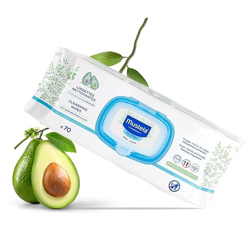 Mustela Salviette Detergenti, Avocado Naturale Perseose e Aloe Vera - 70 Pezzi