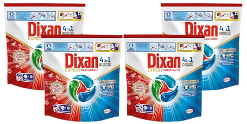 Dixan DISCS 4in1 Expert Smacchiante Detersivo Lavatrice (25 Lavaggi), Capsule lavatrice per una pulizia profonda del bucato e freschezza igienica per la lavatrice, Rimuove le macchie da 20°C.