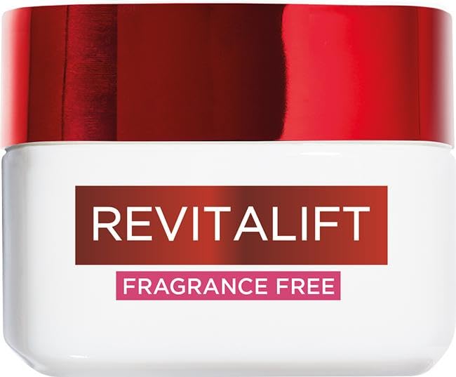 L'Oréal Paris Crema Viso Fragrance Free Revitalift, Per Pelli Sensibili, Azione Rassodante, Pelle Rimpolpata e Idratata, Arricchita Con Pro-Retinolo e Probiotico Liftante, 50 ml