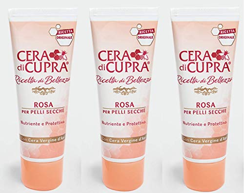 Cera di Cupra - 3 confezioni da 75 ml di crema idratante antietà Rosa per pelli secche, crema da giorno
