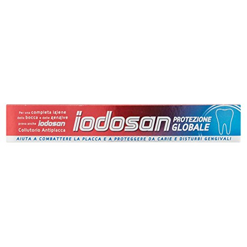 Iodosan Dentifricio Protezione Globale, con Fluoro, Aiuta a combattere la Placca e protegge dalle Carie, Gengive Sane, Gusto Fresco, Confezione da 75ml