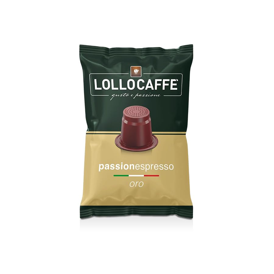 Lollo Caffè Passione Espresso, Miscela Oro - Arabica - 100 Capsule - Compatibili con le Macchine ad uso domestico Nespresso*