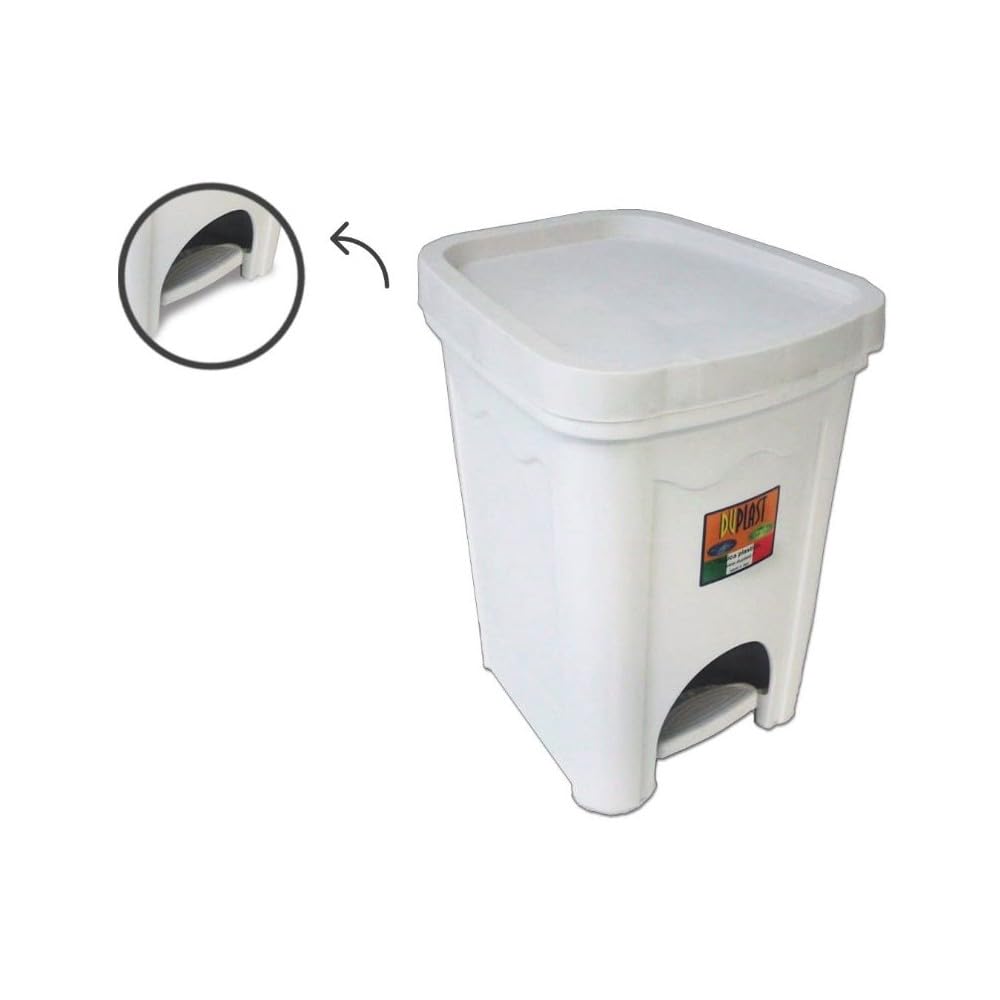 Eco Contenitore Pattumiera 16lt In Plastica Con Pedale Colore Bianco 7510
