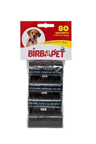 BirbaPet – Sacchettini igienici per bisogni dei cani – 560 Sacchetti ( 28 Rotoli ) , Per escrementi di animali domestici , per cacca o pupù di cane e deiezioni , Extra Resistenti, A Prova di perdite, Extra spessi. N. 7 Card da 4 Rotoli Ciascuno