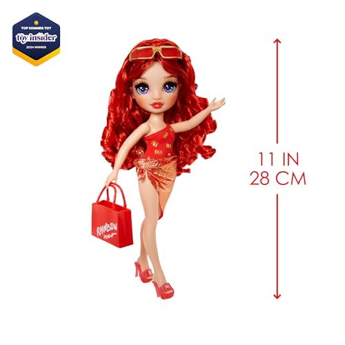 Rainbow High Fashion Doll con Slime & Animale - Ruby (Rosso) - Bambola Scintillante da 28 cm con Slime Scintillante, Animale Magico e Accessori Moda - età 4-12 Anni