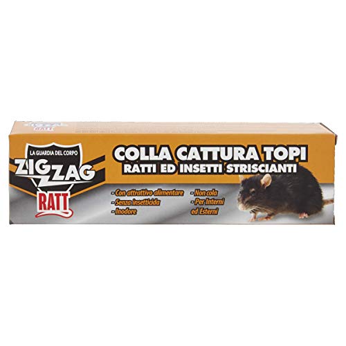 Zig Zag, Ratt Colla per topi, Topicida, Colla Ratticida con Attrattivo alimentare, Inodore, Non cola, Non velenosa, per uso Interno ed Esterno, 135 gr