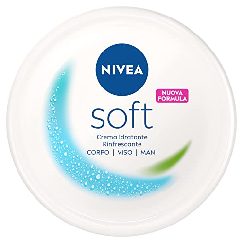 NIVEA Soft Crema Multiuso 1 x 300 ml, Crema Idratante e Rinfrescante, Crema Viso, Corpo, e Mani a Rapido Assorbimento, Arricchita con Vitamina E e Olio di Jojoba