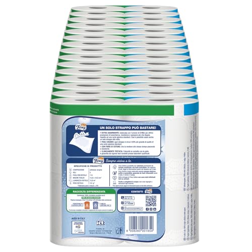 Foxy Cotton | Carta Igienica 5 Veli | 60 Rotoli, 115 Strappi per Rotolo, Fogli Extra Large, con Vere Fibre di Cotone | Certificazione FSC, 100% Energia Elettrica Rinnovabile, Confezione Riciclabile