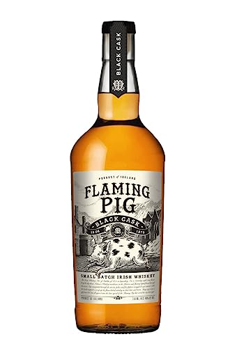 FLAMING PIG Black Cask | Irish Whiskey - 700 ml | Distillato artigianalmente | Godetevi l'autentico sapore irlandese maturato per 6 mesi in botti bruciate.