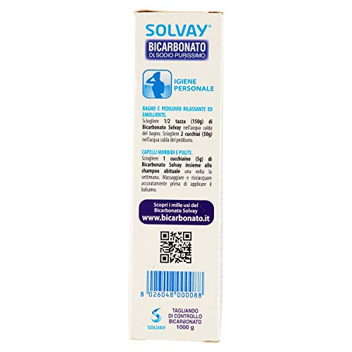 Solvay - Bicarbonato di Sodio 1000g - Multiuso - Ad uso alimentare - Casa; Cucina; Lavatrice