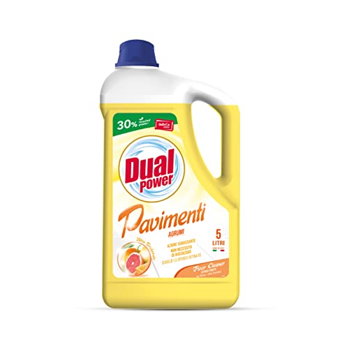 Dual Power Detergente Universale Sgrassante per Pavimenti - Igienizzante, Scioglie lo Sporco Ostinato - Formato Professionale da 5 Litri