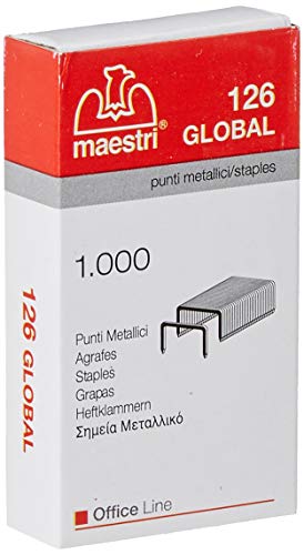 Maestri Global, 1000 Punti Metallici 24/6 126, 1 Confezione da 10 Scatole