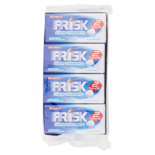 Frisk Clean Breath Caramelle, Mentine Senza Zucchero e Senza Glutine, Azione Alito Puro, Confezione da 12 Astucci in Metallo
