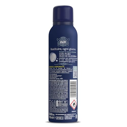 Neutro Roberts, Deodorante Spray Uomo, Con antiodore, Zero Sali di Alluminio, Zero Macchie, Con Puro Olio di Glicerina, Deodorante Uomo, Dermatologicamente testato