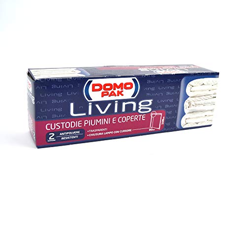 Sacchetti Antipolvere per Coperte e Piumoni - Organizza il Tuo Armadio e Proteggi la Biancheria - 2 Buste Trasparenti 80x108cm - Domopak Living