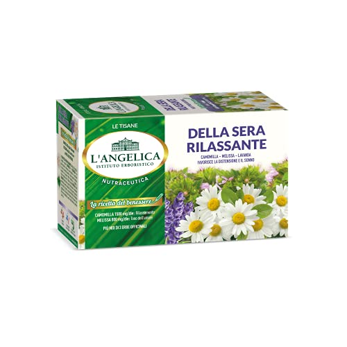 L'Angelica, Tisana Funzionale Calmante e Rilassante per Dormire a Base di Camomilla e Passiflora, Tisane con Effetto Distensivo, Vegan, 10 Confezioni da 20 Filtri Ciascuna
