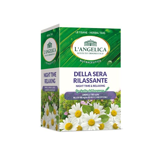 L'Angelica, Tisana Funzionale Calmante e Rilassante per Dormire a Base di Camomilla e Passiflora, Tisane con Effetto Distensivo, Vegan, 10 Confezioni da 20 Filtri Ciascuna