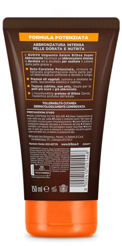 Bilboa Carrot Plus, Unguento Super Abbronzante, con Betacarotene e Oli Vegetali per una Abbronzatura Intensa e Duratura, Effetto Nutriente, Dermatologicamente Testato, 150 ml