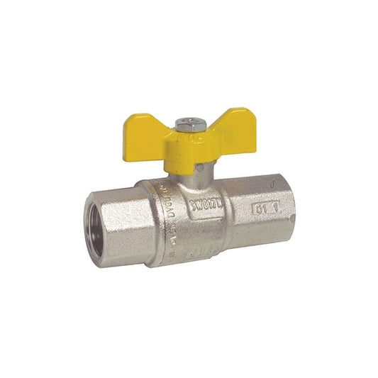 CG94 VALVOLA A SFERA PER GAS MANIGLIA A 'T'-1" FF-A norme DVGW GAS ISO 7/1. Femmina/femmina.