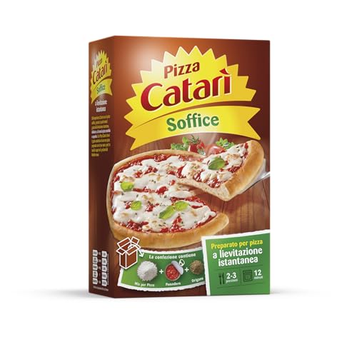 Catarì Pizza Preparato per Pizza Soffice, a Lievitazione Istantanea, con Miscele per la Base, Polpa di Pomodoro e Bustina di Origano