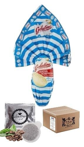 CG94! Galatina Uovo cioccolato bianco con granella di galatina, 230g + 2 cialde lucky caffe' in omaggio