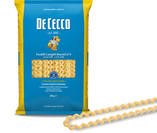 De Cecco - Fusilli Lunghi Bucati, Pasta di Semola di Grano Duro - 4 pezzi da 500 g [2 kg]