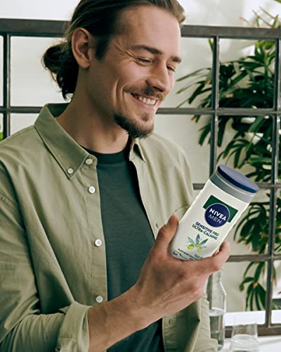 NIVEA MEN Sensitive Pro Doccia Shampoo, Doccia schiuma uomo delicato per corpo, viso e capelli, Shampoo uomo per pelli sensibili con Olio di Semi di Canapa, 1 x 250 ml