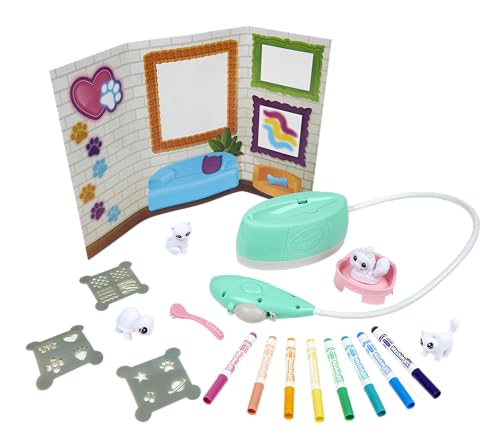 CRAYOLA Wahimals Pets - Spray Boutique, Set Attività Colora Lava Ricolora con 4 Cuccioli, Ambientazione Toletta e Aerografo a Batteria, Ideale da Regalare, Età Consigliata: da 3 Anni, 74-7517