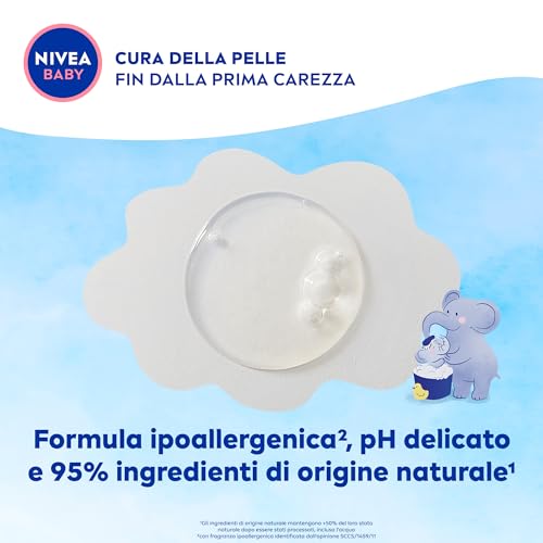 NIVEA BABY Gel Doccia dai Capelli ai Piedini 500ml, Bagnoschiuma bambini per pelle e capelli morbidi e puliti, Bagnoschiuma neonato con protezione no lacrime, Shampoo bambini idratante ed emolliente