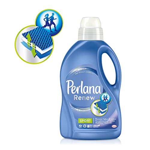 Perlana Renew Sport, detersivo lavatrice, per tessuti sportivi, rimuove l'odore di sudore, confezione da 8x1,440L