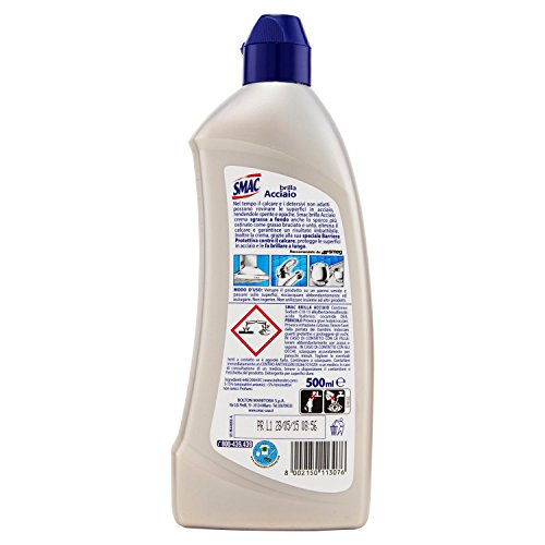 Smac - Crema Brilla Acciaio, Con Barriera Protettiva - 3 pezzi da 500 ml [1500 ml]